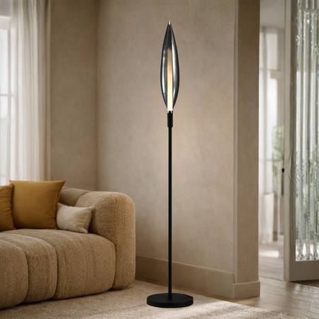 Lampa podłogowa NORDIC czarna 1xG9 klosz dymiony Candellux Studio 51-51202
