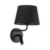 Czarny kinkiet z abażurem i dodatkową lampką do czytania MAJA BLACK 1XE27 1XG9 Tk Lighting 11392