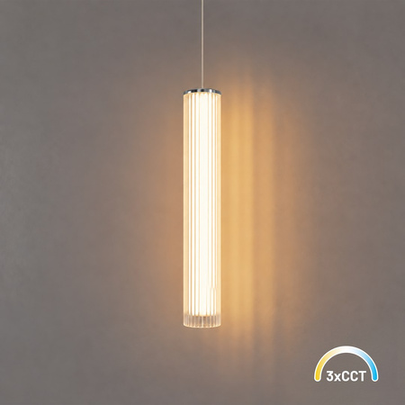 Lampa wisząca akrylowa pionowa tuba Trivia Chrome 10W LED CCT IP44