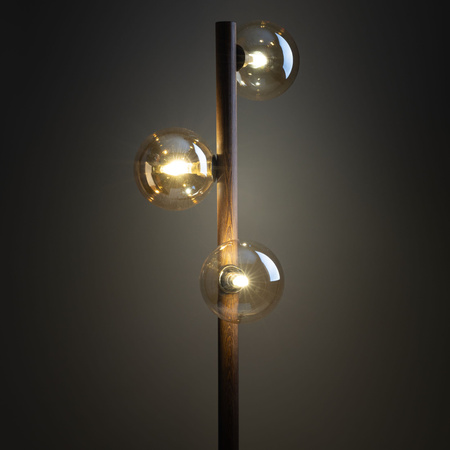 Drewniana lampa podłogowa ze szklanymi kloszami 3xG9 ESTERA WOOD ORZECH BURSZTYN Tk Lighting 16151
