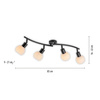 Poczwórna czarna listwa sufitowa szklane klosze LOKI 4xE14 Just Light 12154-18
