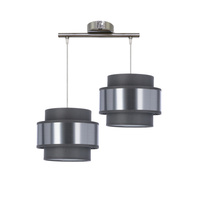 Hare lampa wisząca chromowy 2x60w e27 abażur szary+srebrny Candellux 32-18489