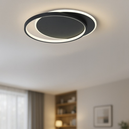Czarna lampa sufitowa podświetlane koło z ringiem CORDOBA BLACK 30W LED 4000K Milagro ML2485