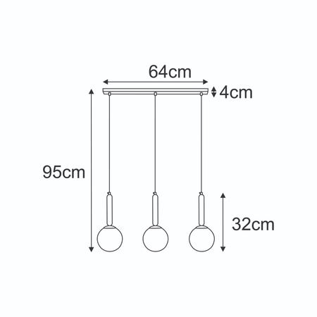 Lampa wisząca z trzema bursztynowymi kloszami YUKI Kaja Lighting K-5866