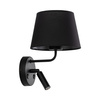 Czarny kinkiet z abażurem i dodatkową lampką do czytania MAJA BLACK 1XE27 1XG9 Tk Lighting 11392