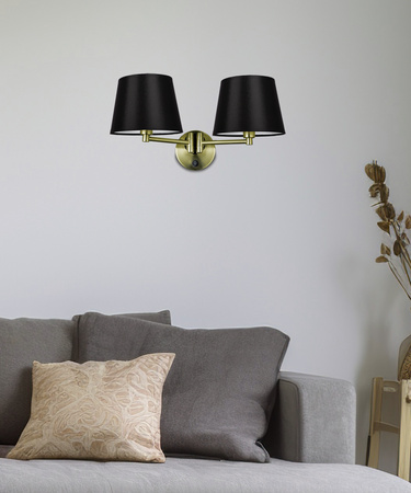 IBIS LAMPA KINKIET PATYNOWY 2X40W E14 ABAŻUR CZARNY Candellux 22-27603