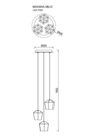 Lampa wisząca do salonu z przeźroczystymi kloszami COLORE LED Zuma Line MD3350A-3BL/C