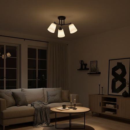 Czarna potrójna lampa sufitowa Pafos Black do salonu 3xE27 Milagro ML2257