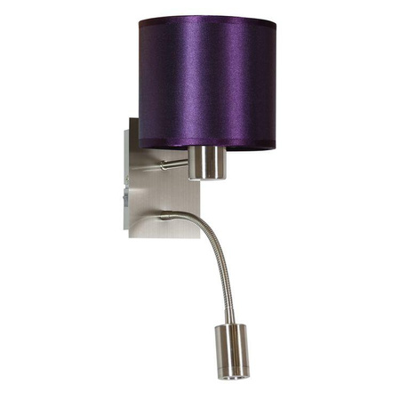 SYLWANA LAMPA KINKIET 1X40W E14 + LED Z WYŁĄCZNIKIEM SATYNA NIKIEL / FIOLETOWY Candellux 21-29430