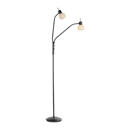 Lampa podłogowa czarna dwa giętkie ramiona ze szklanymi kloszami LOKI 2xE14 Just Light 12158-18