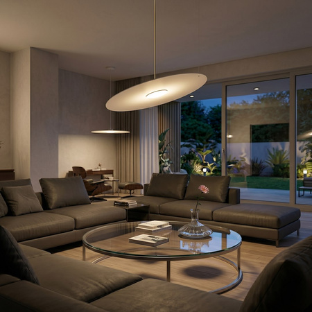 Lampa wisząca geometryczny dysk w kolorze taupe z regulacją kąta zawieszenia PIATTO 1xGX53 fi 550mm Milagro MLP2918