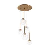 Złota lampa wisząca 5 szklanych kul na kole Basic form MOD521PL-05G Maytoni
