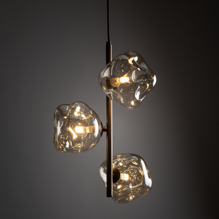 Lampa wisząca z trzema niregularnymi szklanymi kloszami na jedym zwisie LAVA BROWN 3xG9 Tk Lighting 11036