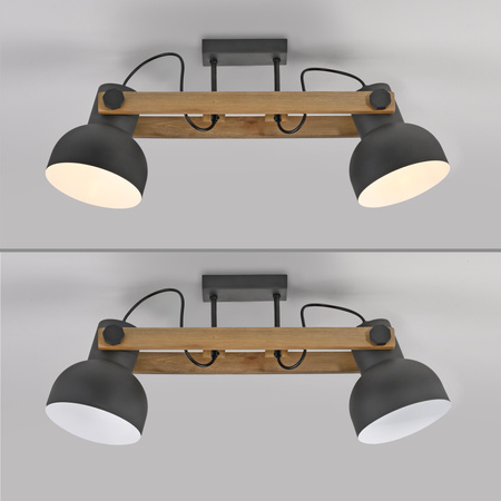Lampa sufitowa drewniana z dwoma metalowymi kloszami CUP 2.0 2xE27 Just Light 15744-18