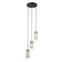Lampa wisząca potrójna trzy szklane klosze 3xE14 Zorta Italux PND-33588-3-HBR-BK