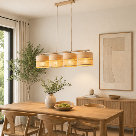 Lampa wisząca cztery abażury z juty DORMA WOOD JUTA 4xE27 Tk Lighting 11789