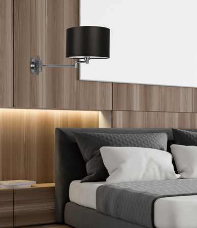 ALEXIA LAMPA KINKIET CHROMOWY 1X40W E14 ABAŻUR CZARNY Candellux 21-27580