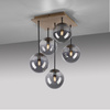 Lampa sufitowa z drewnianą podstawą i pięcioma szklanymi kloszami GREEN WIDOW 5xE14 Just Light 11395-79