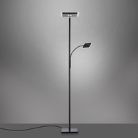 Czarna lampa podłogowa z boczną lampką LED do czytania HANS 3000K Just Light  11710-18
