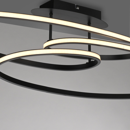 Geometryczna lampa sufitowa czarna LED – nowoczesne pierścienie świetlne LUMACA LED 3000K Just Light 15321-18