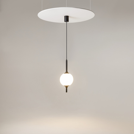 Czarna lampa wisząca pojedyńcza z białą szklaną kulą LED 3000K The Sixth Sense Z020PL-L6B3K Maytoni