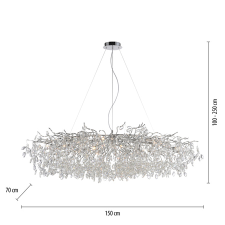 Ekskluzywna duża lampa wisząca 150x70cm chromowana z kryształkami do salonu RICICLE Paul Neuhaus 2037-17