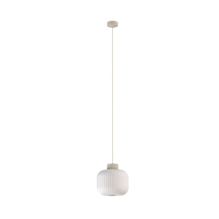 Lampa wisząca beżowa z ryflowanym szklanym kloszem 1xE27 AURORA Nowodvorski 11966