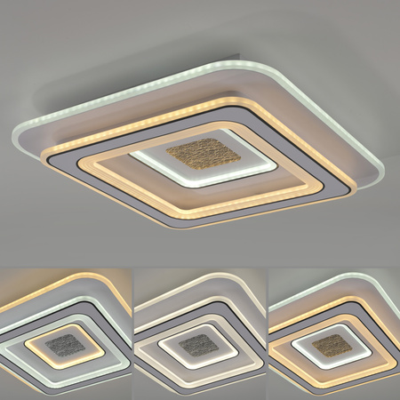 Kwadratowy plafon sufitowy zmiana barwy światła TOLAGO LED sterowany pilotem Just Light 14283-16