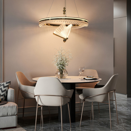 Lampa wisząca Marissa Cristal złota 60cm z motywem motyla LED CCT Light Prestige LP-2515/1P Cristal GD