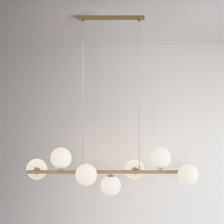 Beżowa lampa wisząca z kloszami do jadalni ARDI Kaja Lighting K-5842