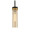 Lampa wisząca pojedyńcza czarna z tubowym miodowym szklanym kloszem Malika 1xE27 PL0140-1 Yaskr