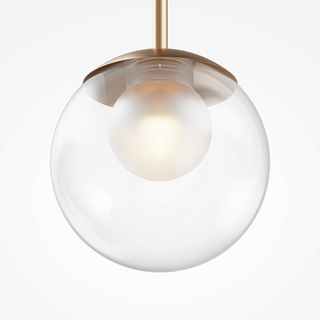Złota lampa wisząca z przeźroczystym szklanym kulistym kloszem 15cm 1xG9 Basic form MOD521PL-01G1 Maytoni