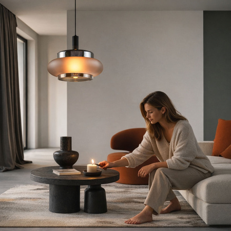 Lampa wisząca szklany pierścieniowy klosz dymiony mrożony BRIZI 1xE27 Candellux Studio 31-51516