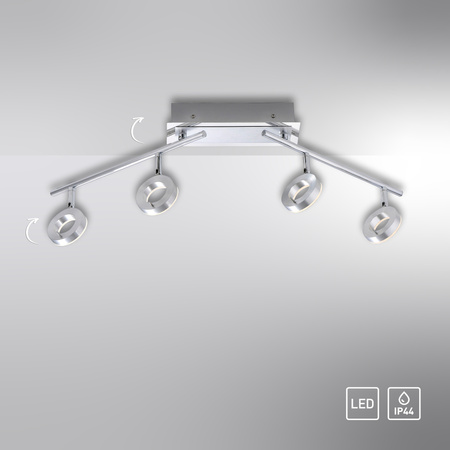 Poczwórna lampa listwa sufitowa do łazienki w kolorze aluminium IP44 SILEDA Paul Neuhaus 6786-96