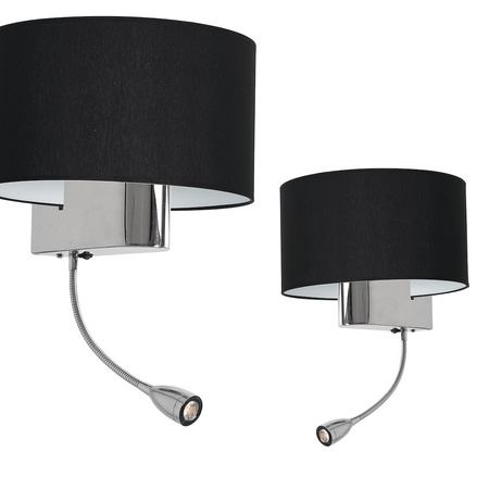 Kinkiet do sypialni CASINO BLACK/CHROME 1xE27 + 1W LED Milagro ML6378