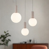 Lampa wisząca beżowa trzy białe klosze o różnych wielkościach na okrągłej podstawie TESTA 3xG9 Candellux Studio 33-50908