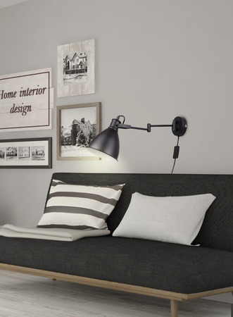 Espera lampa kinkiet 1x40w e27 czarny z przewodem przył. z wtyczką i włącznikiem Candellux 21-85238