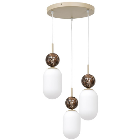 Lampa wisząca Crema potrójna (koło) z kulami imitującymi marrmur 3xE14 Milagro MLP2814