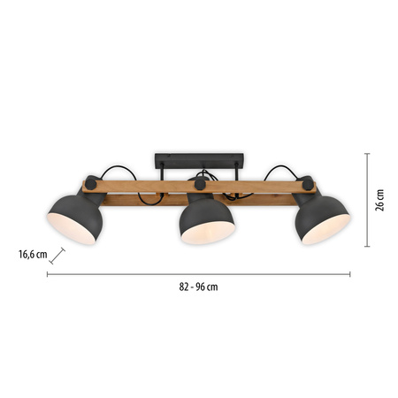 Lampa sufitowa drewniana z trzema metalowymi kloszami CUP 2.0 3xE27 Just Light 15745-18