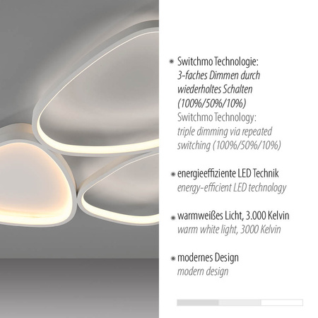 Lampa sufitowa biały plafon PEBBLES LED 3000K Just Light 14049-16 funkcja ściemniania