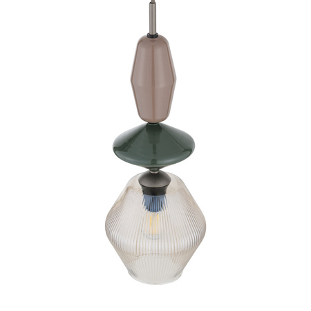 Pojedyńcza lampa wisząca karbowany koniakowy klosz ZEN NEW BROWN FUSO COGNAC 1XE14 Tk Lighting 11865