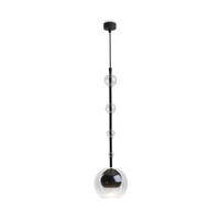 Lampa wisząca czarna kula otoczona transparentnym szklanym kloszem Ros MOD227PL-01B Maytoni
