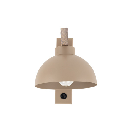 Drewniany kinkiet z metalowym kloszem w kolorze beżowym OSLO SABIA 1xE27 Tk Lighting 11009