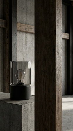 Czarna lampka stołowa z grafitowym kloszem DEX Kaja Lighting  K-6050