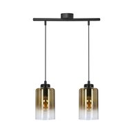 Aspra lampa wisząca czarny 2x60w e27 klosz bursztynowy Candellux 32-16263