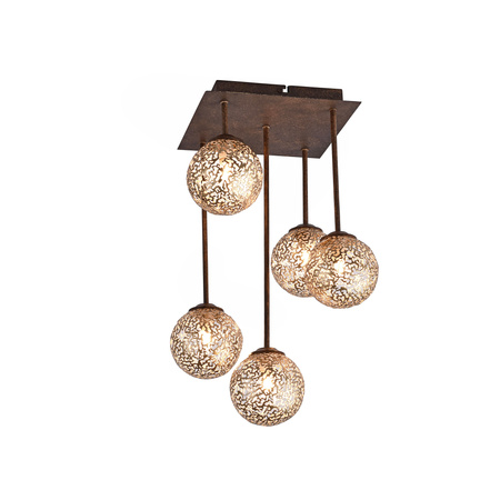 Lampa sufitowa pięć metalowych kul GRETA RDZA/ZŁOTY 5xG9 Paul Neuhaus 6234-48