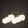 Sześciozwisowa lampa wisząca szklane klosze z dodatkiem drewna BALLO 6XE14 6xE14 Tk Lighting 11052