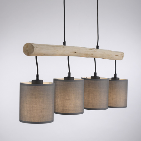 Lampa wisząca drewniana belka z czterema abażurami GREEN TRIBU 4xE27 Just Light 15783-29