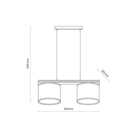 Lampa wisząca dwa abażurki na drewnianej belce VIGA SHADE SOSNA 2xE27 Tk Lighting 11881