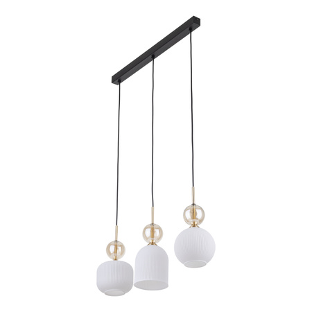 Lampa wisząca potrójna szklane ryflowane klosze 3xE14 SOPHIA COGNAC WHITE Tk Lighting 11591